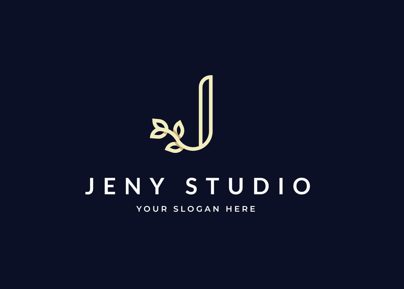 Letter J leaf minimalist logo with clean and elegant lines style design vector illustration