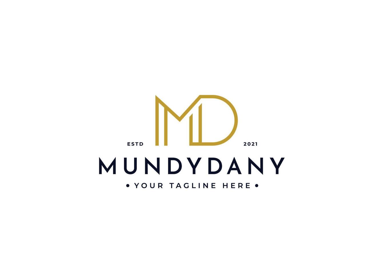 Creative letter MD minimalist logo with clean and elegant lines style design vector illustration