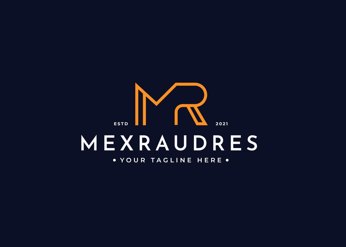 Creative letter MR minimalist logo with clean and elegant lines style design vector illustration