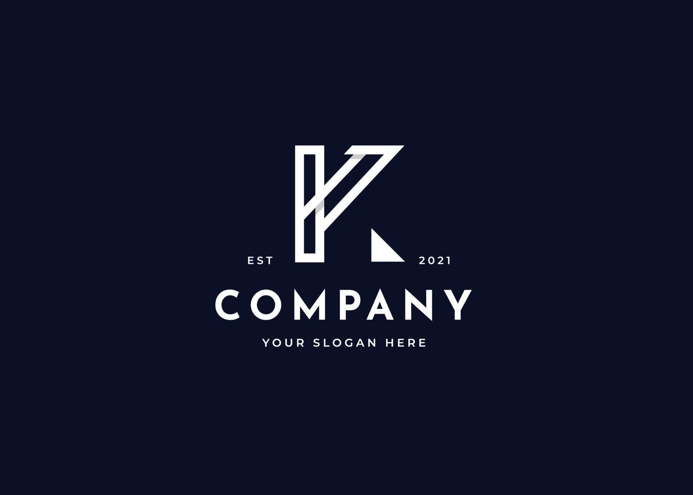 Letter K minimalist logo with clean and elegant lines style design vector illustration