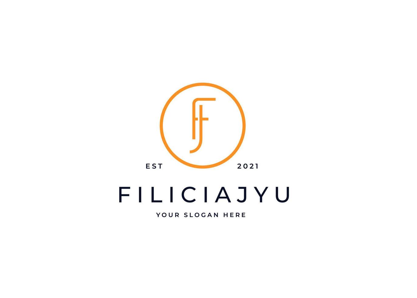 Letter FJ circle minimalist logo with clean and elegant lines style design vector illustration