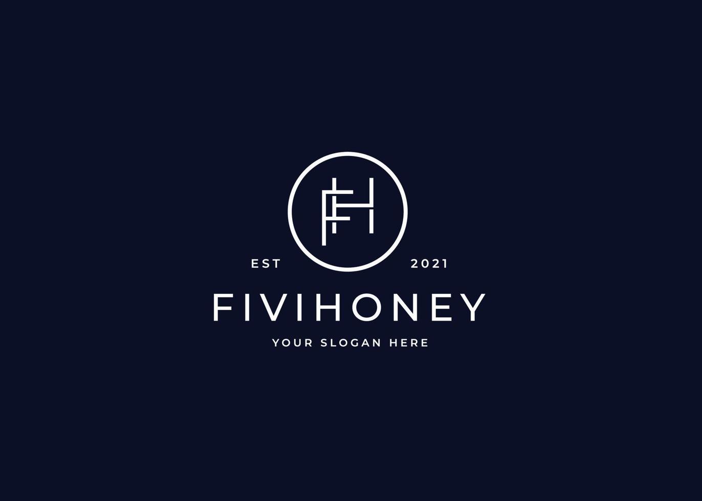 Letter FH circle minimalist logo with clean and elegant lines style design vector illustration
