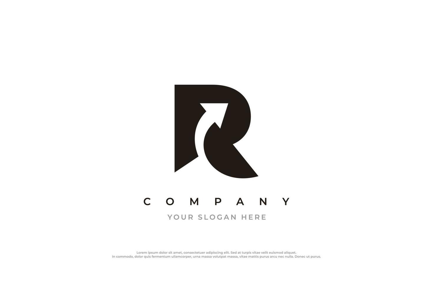 Initial Letter R Arrow Logo Design Vector