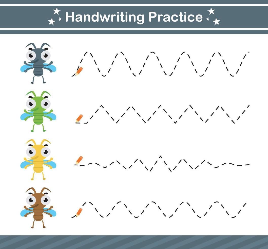 handwriting practice game .suitable for preschool.Educational page for kids vector