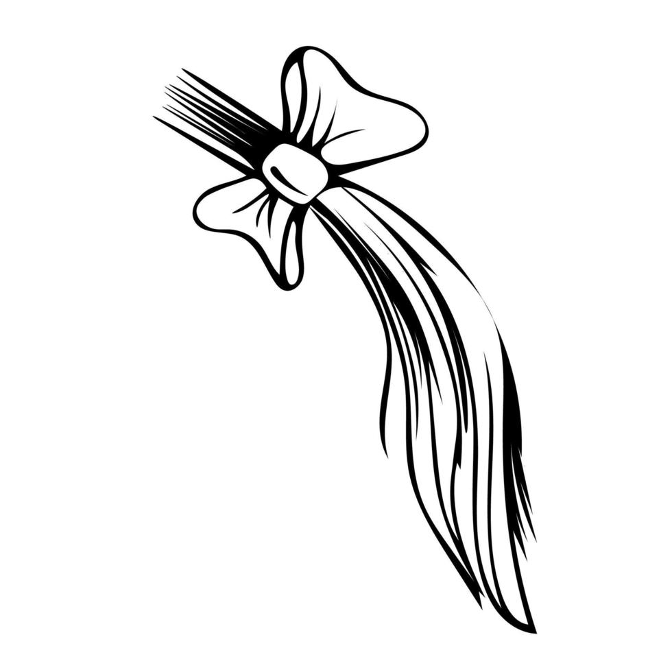 Vector illustration of hand-drawn curl cloak hair with a bow