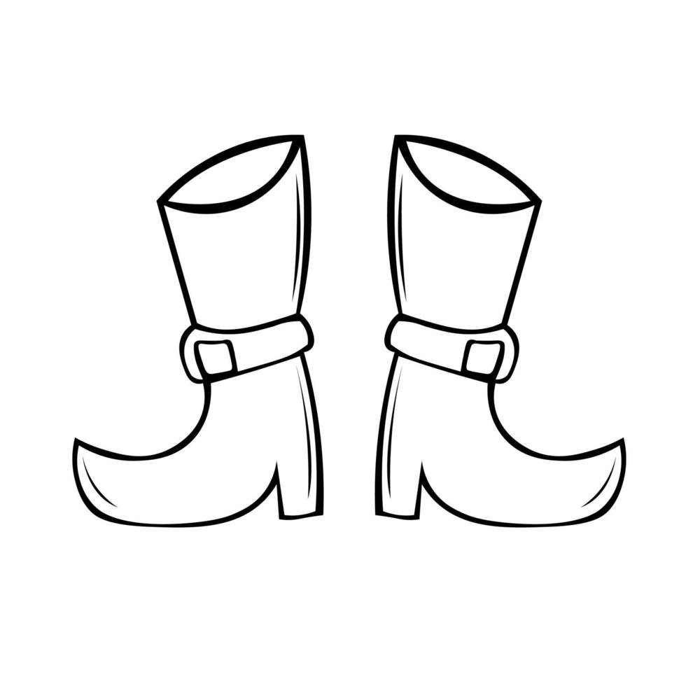 vector ilustración de dibujado a mano en garabatear estilo bruja botas.