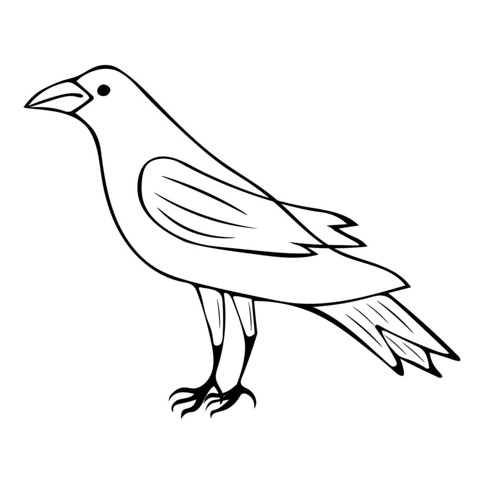 Hand-drawn raven on a light background vector illustration