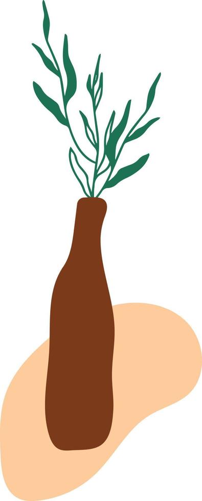 Aesthetic Wall Decor Hand Drawn Bottle With Plant In Boho Style, Modern Wall art vector