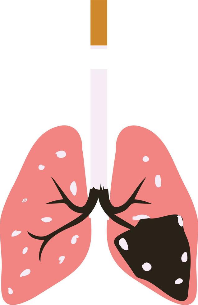 Smoke Infected Lung, No Tobacco Day, Damaged Lung Illustration vector