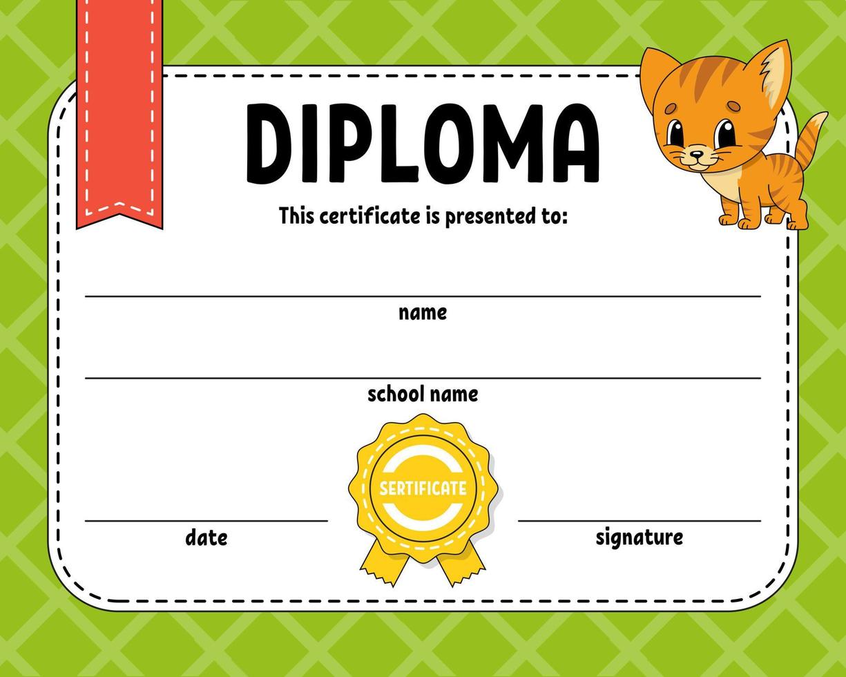 plantilla de certificado de diploma. para la escuela y preescolar. para niños y niños. ilustración vectorial vector