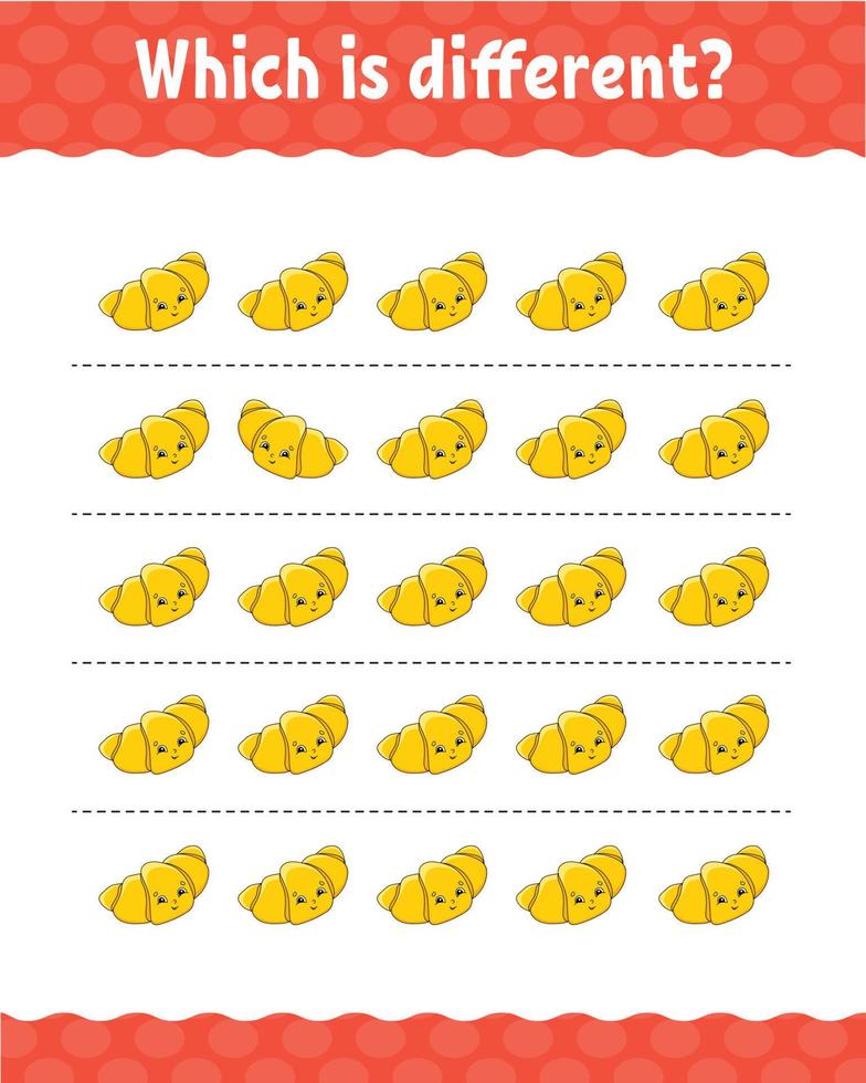 Which is different. Education developing worksheet for kids. Activity page. Birthday theme. Vector illustration.