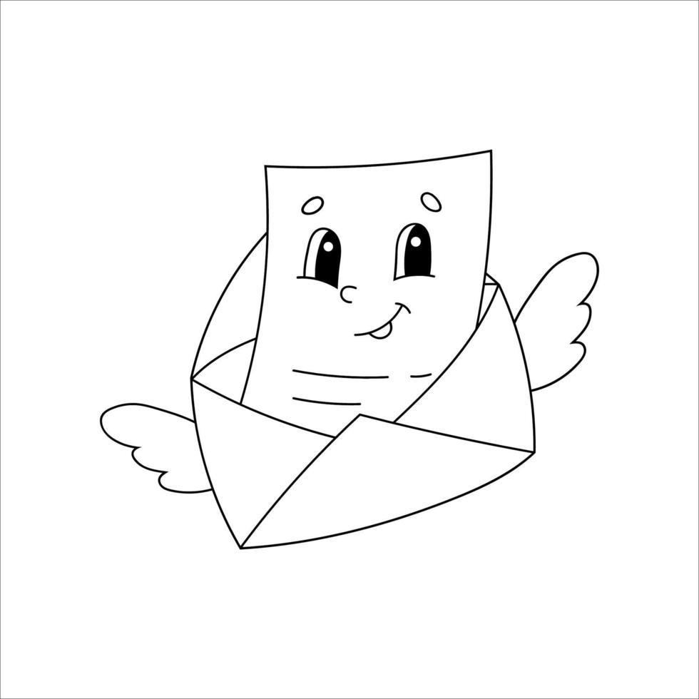 Coloring book page for kids. cartoon character. Vector illustration. Black contour silhouette. Isolated on white background. Valentine's Day.