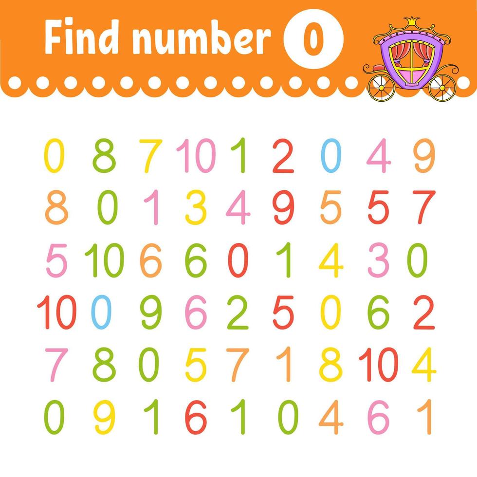 Find number. Education developing worksheet. Activity page with pictures. Game for children. Funny character. cartoon style. Vector illustration.
