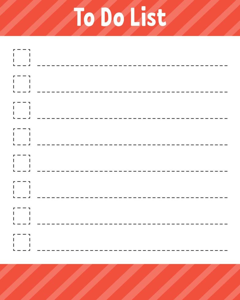To do list. Printable template. Lined sheet. Handwriting paper. For diary, planner, checklist, wish list. Vector illustration.