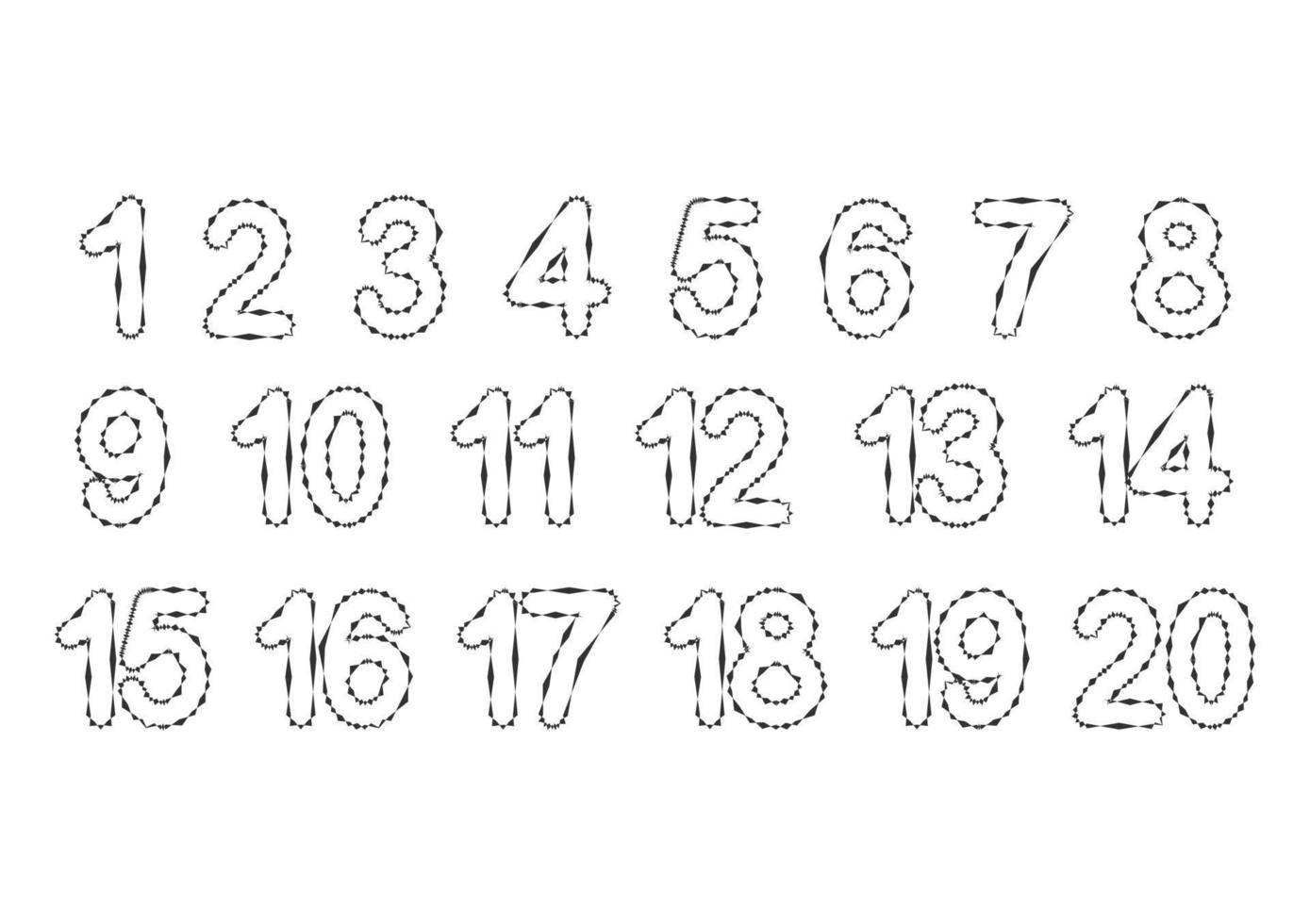 A set of numbers from one to twenty. For teaching children. Simple flat vector illustration isolated on white background.