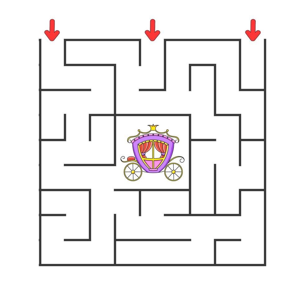 Square maze. Game for kids. Puzzle for children. cartoon character. Labyrinth conundrum. Find the right path. The development of logical and spatial thinking. Vector illustration.