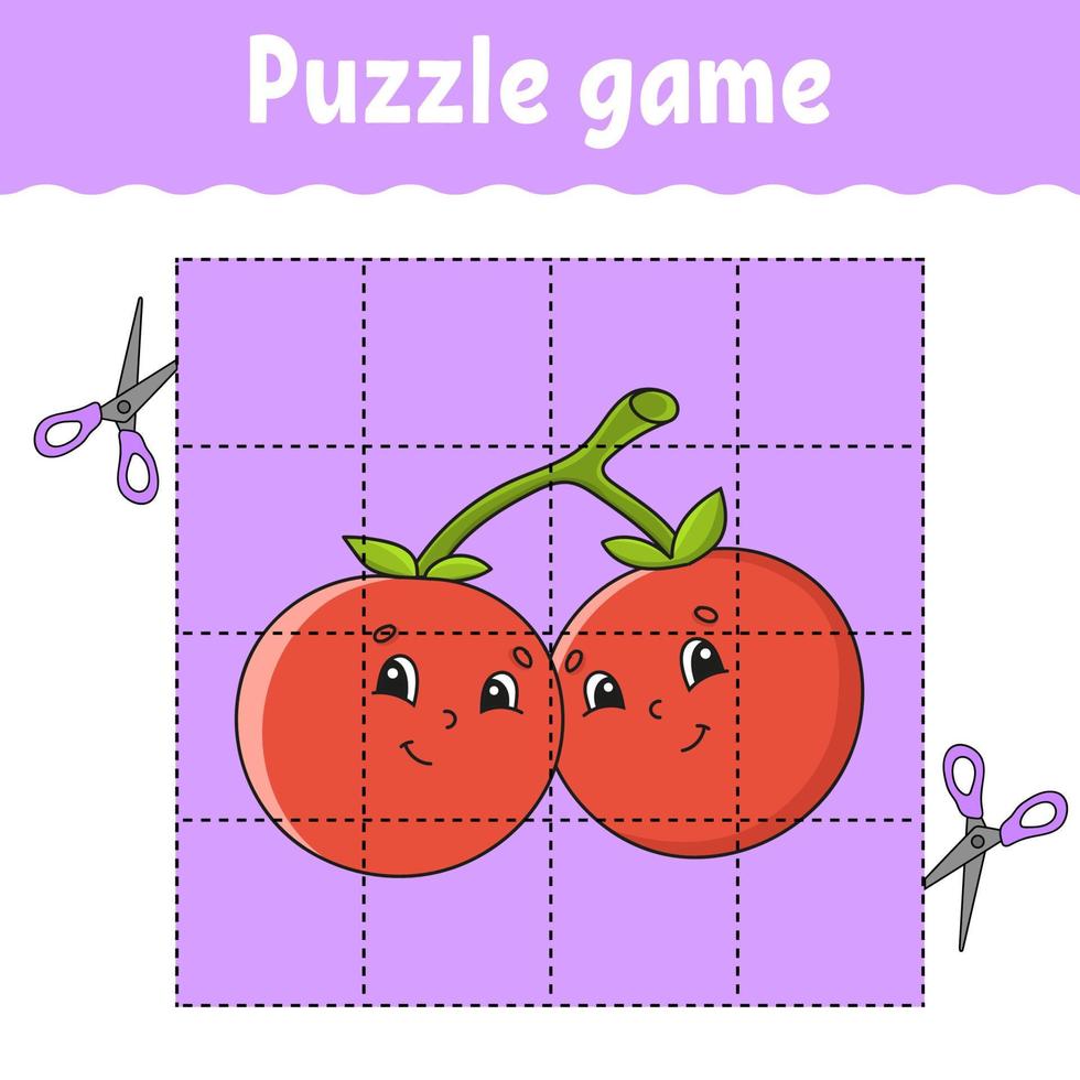 Puzzle game for kids. Education developing worksheet. Learning game for children. Color activity page. Barbecue theme. Riddle for preschool. Isolated vector illustration in cartoon style.