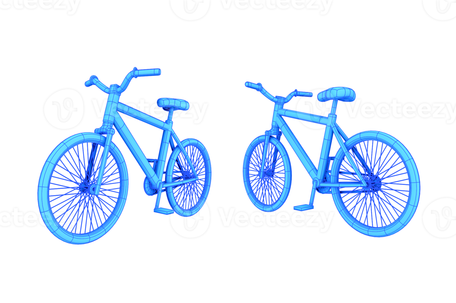 3d rendering hologram bicycle from various perspective view angles png