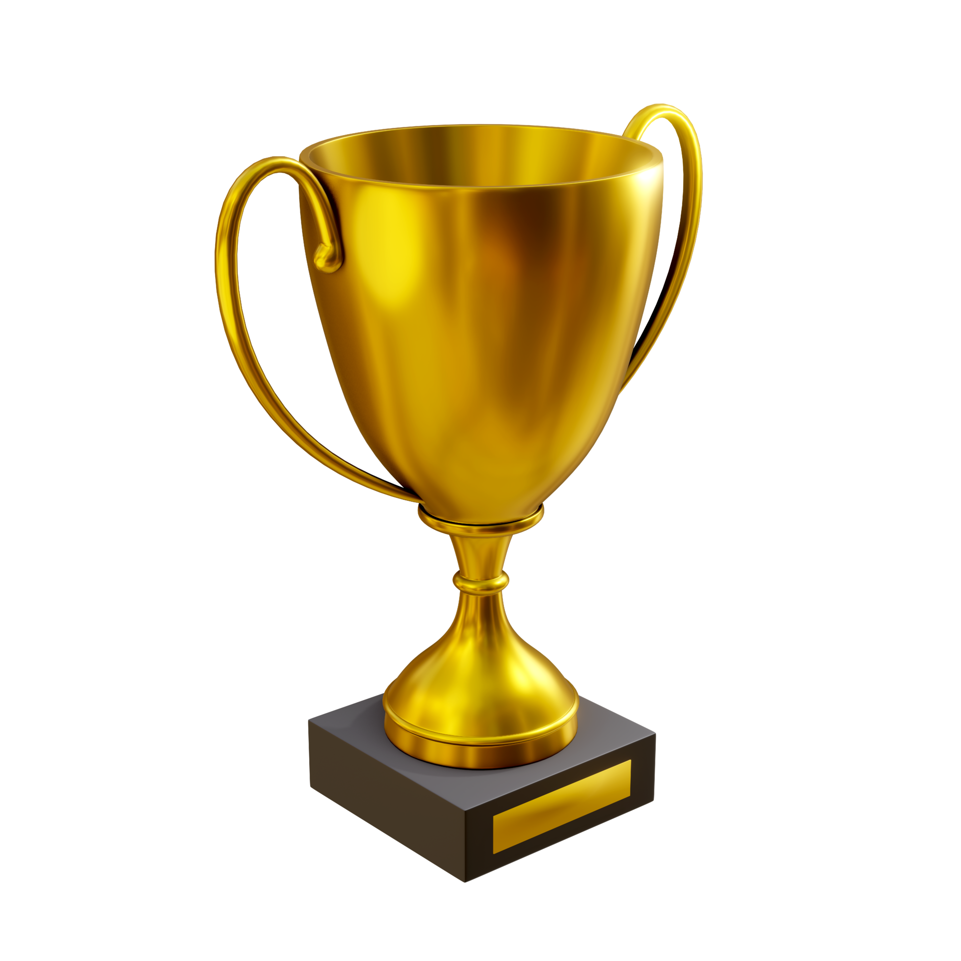 3d rendering of shiny clean gold award trophy from top perspective ...