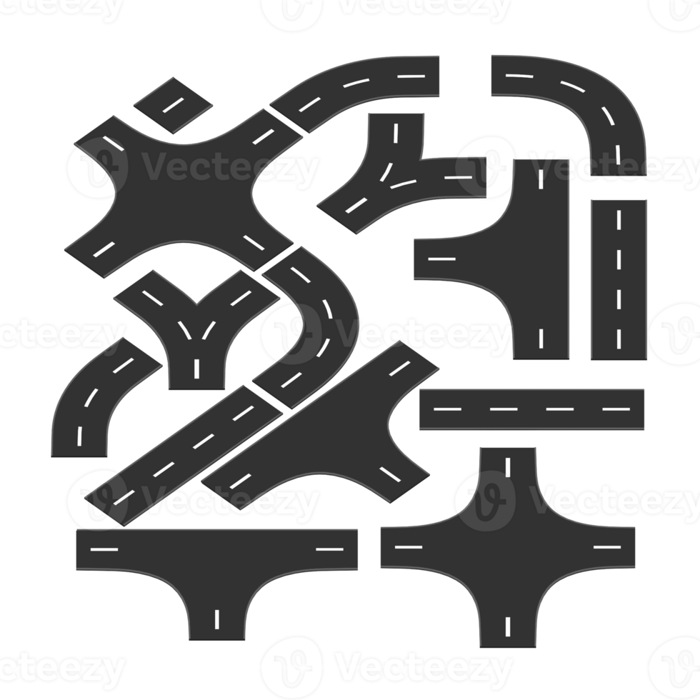 3d renderen van bewerkbare weg sjabloon met isometrische stijl png