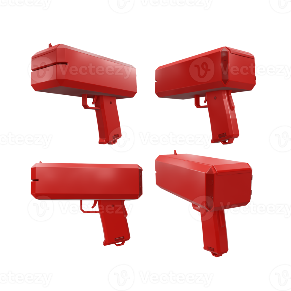 3d rendering of money gun without money from various perspective view png