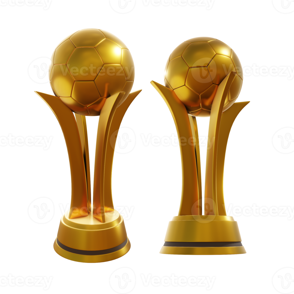 3d interpretazione di oro trofeo calcio gli sport campionato incontro prospettiva Visualizza png