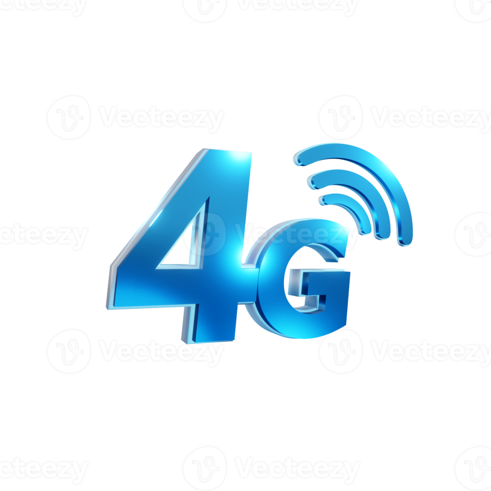 3d rendering of 4G speed internet signal icon perspective view png