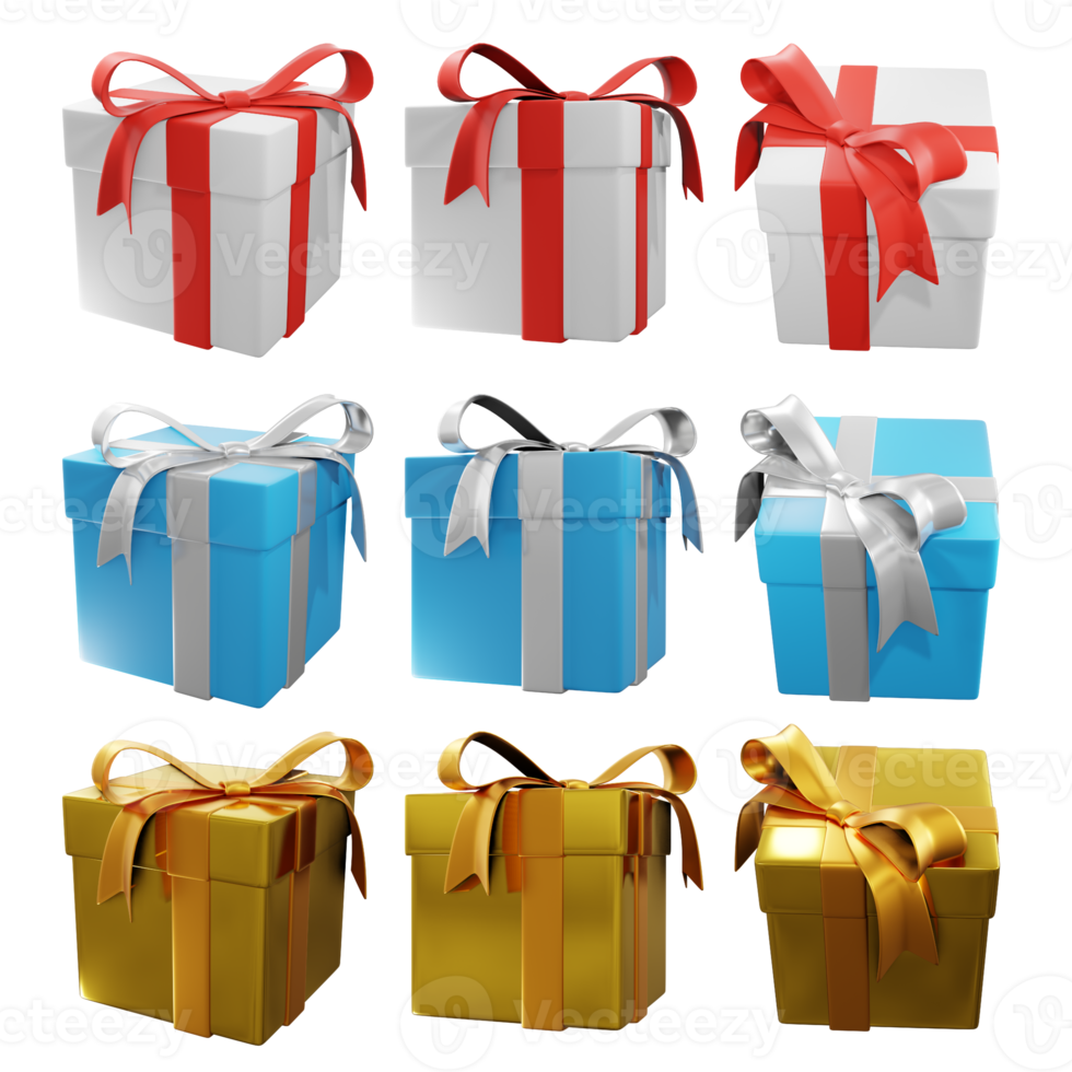 3d rendering of gift box set present various perspective view png