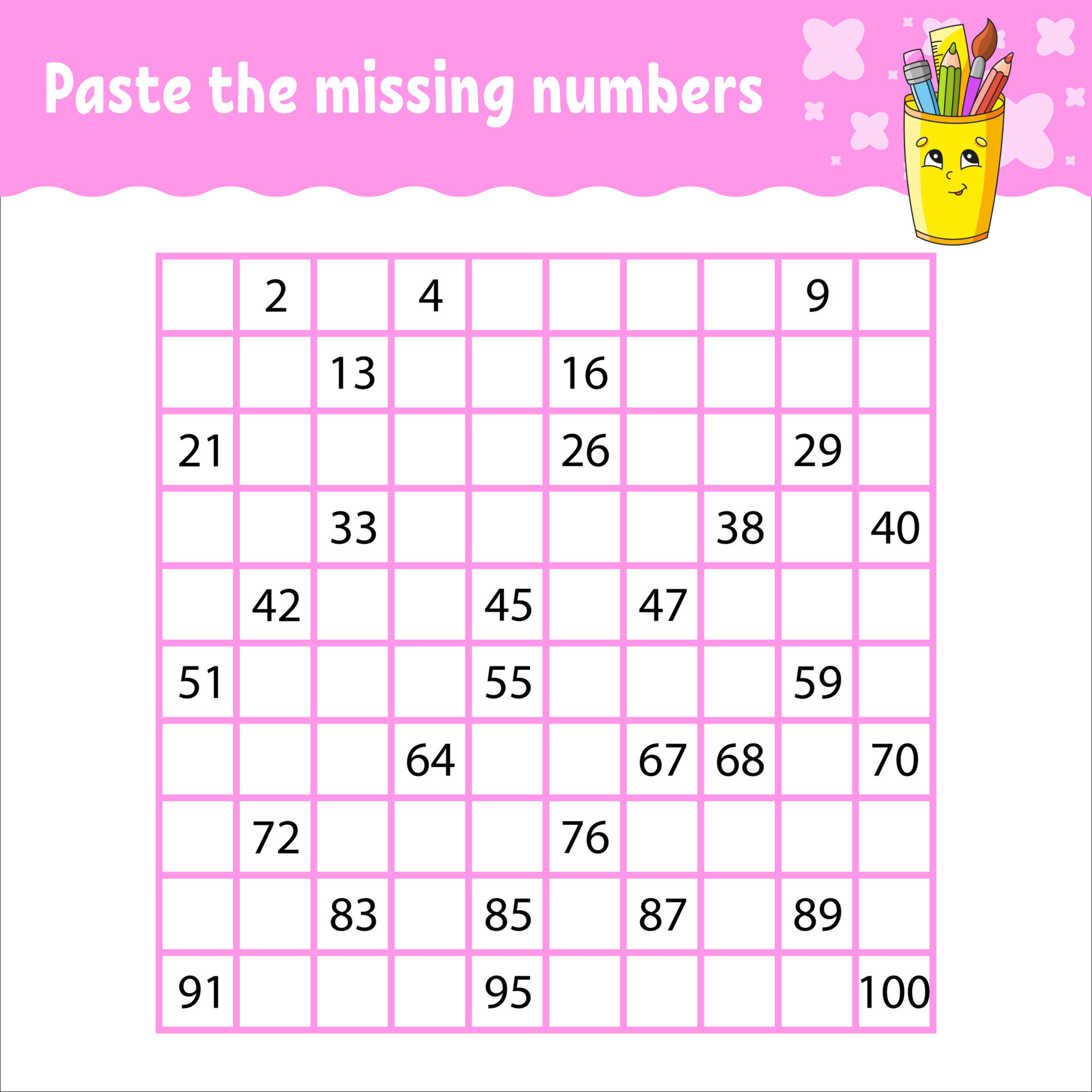 Paste The Missing Numbers From 1 To 100 Handwriting Practice Learning paste-the-missing-numbers-from-1-to-100-handwriting-practice-learning