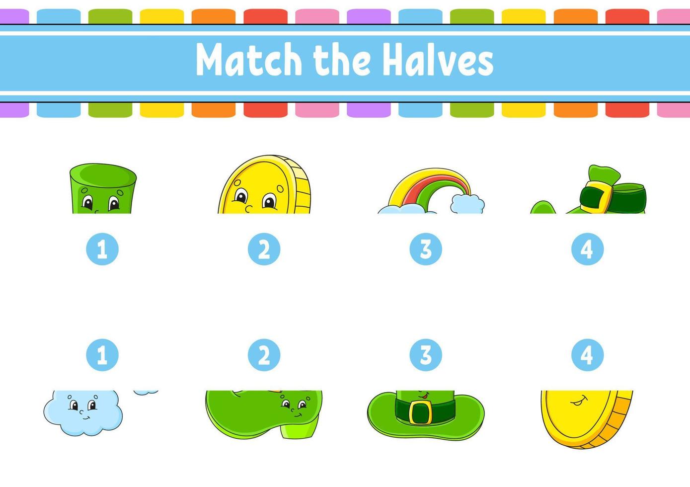 Match the halves. Education developing worksheet. Matching game for