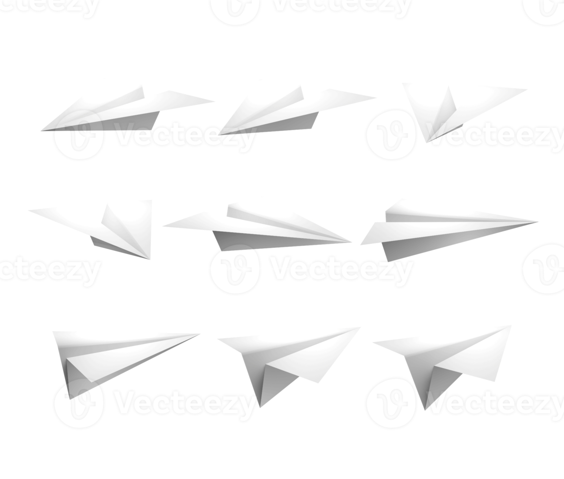 3d rendering sprite sequence origami paper plane perspective view png