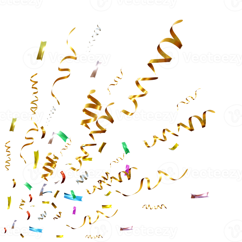 3d Rendern von Konfetti Band Explosion Verbreitung glänzend metallisch Farbe png