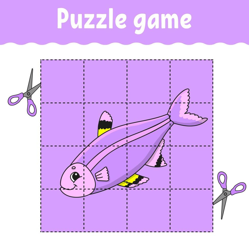 Puzzle game for kids. Education developing worksheet. Learning game for children. Color activity page. For toddler. Riddle for preschool. Vector illustration.