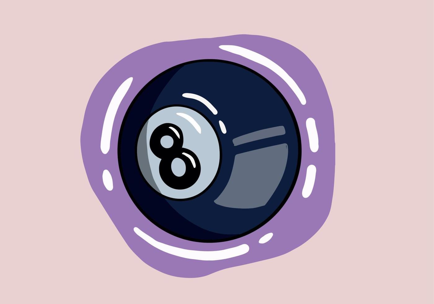 Hand drawn Billiard Ball. cartoon vector illustration of black number 8 cue sports ball isolated on background