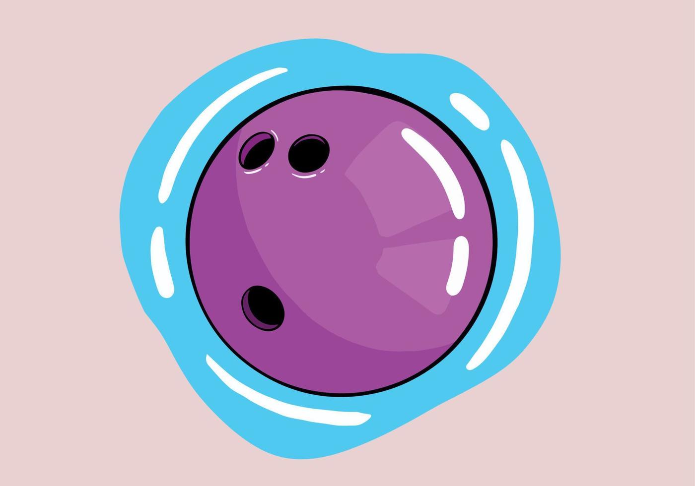 Hand drawn purple bowling ball on isolated background, vector illustration