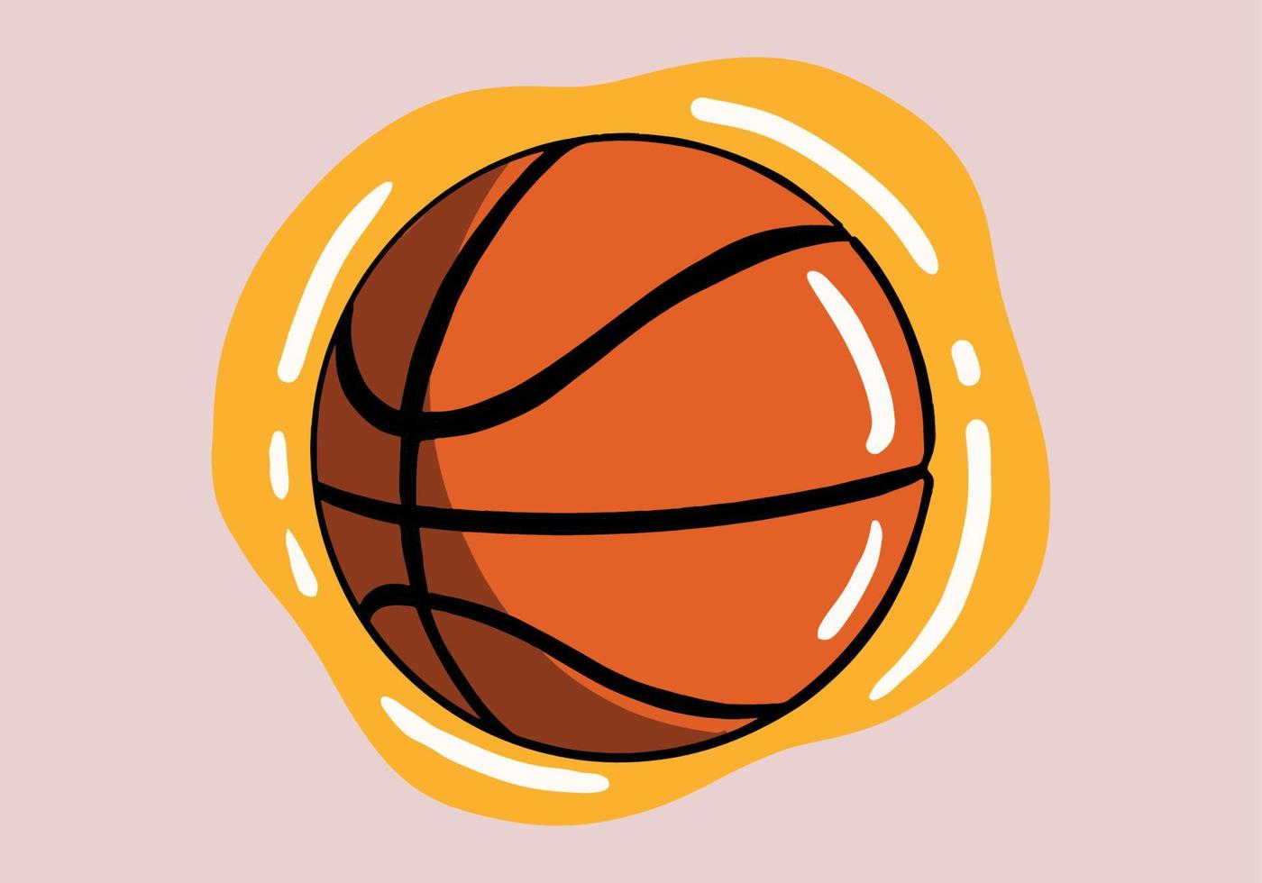 Hand drawn basketball ball. Basket Ball Orange cartoon Icon Vector Design Illustration