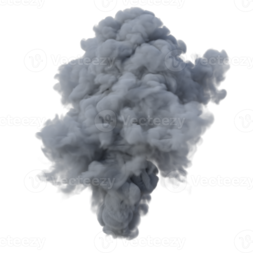 Smoke and fire explosion isolated. 3d render png