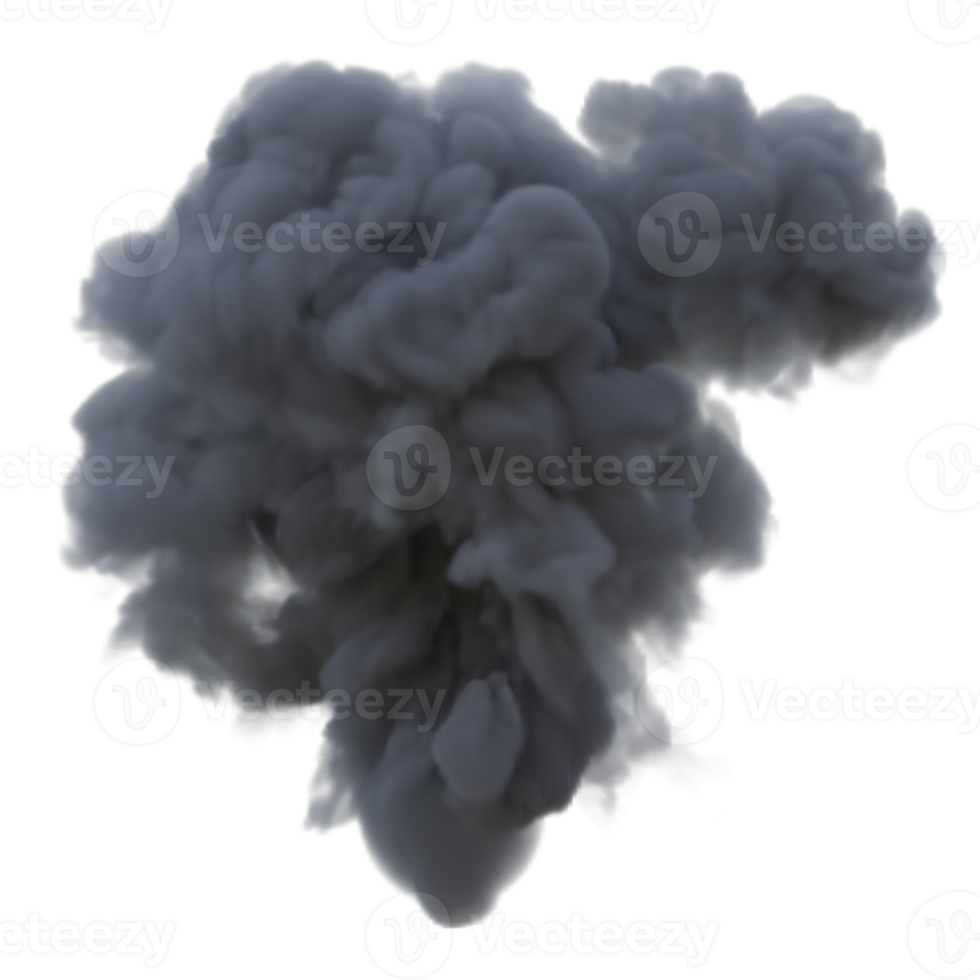 Smoke and fire explosion isolated. 3d render png