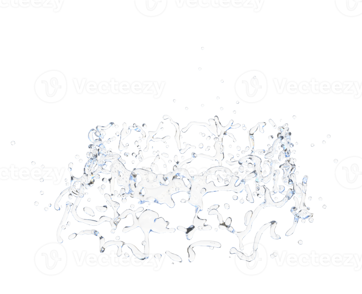 Water droplet splash isolated. 3d render png