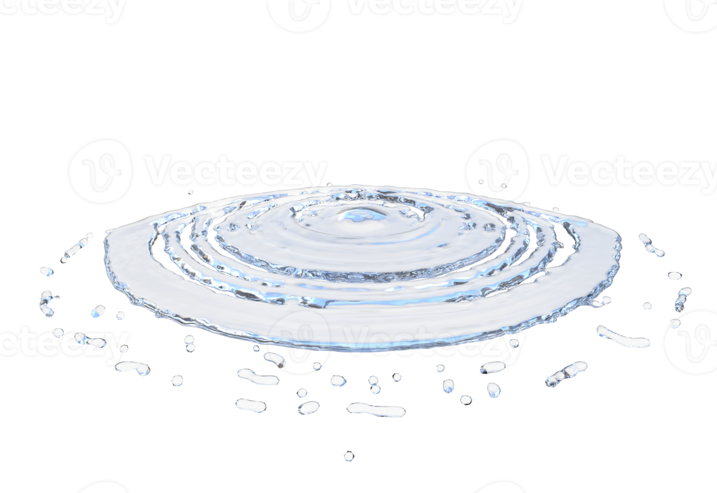 Water droplet splash isolated. 3d render png