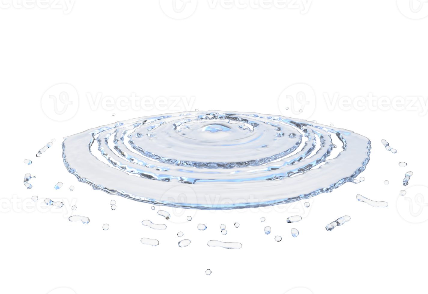 Water droplet splash isolated. 3d render png