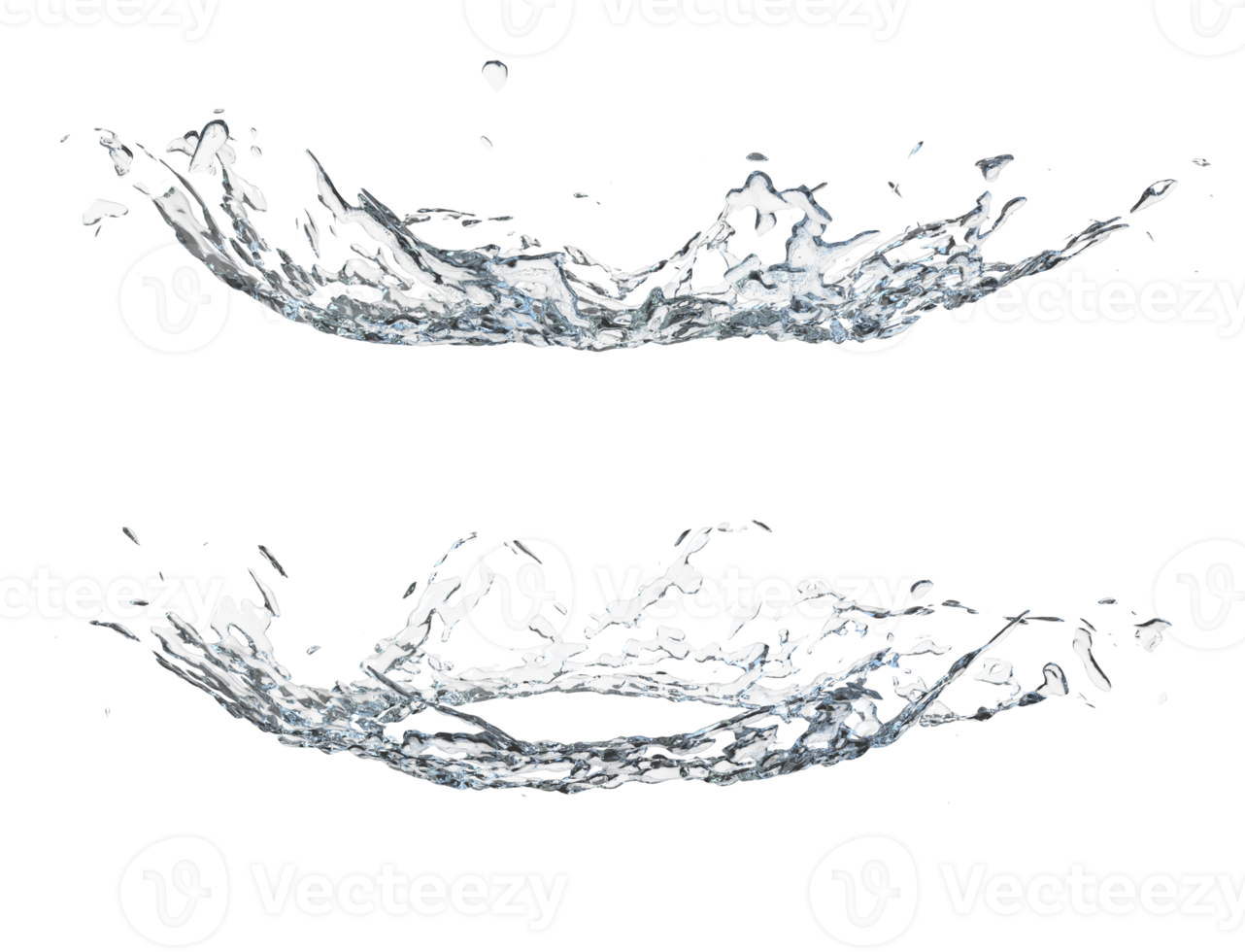 Water droplet splash isolated. 3d render png