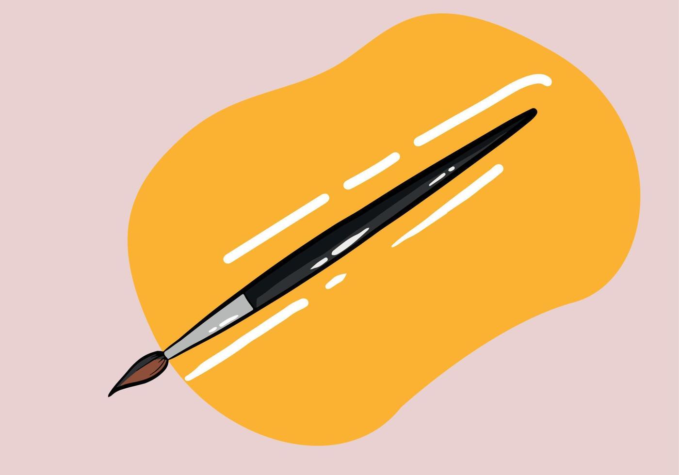 Hand drawn Paint brush isolated on background. Cartoon style Paintbrush flat icon. vector
