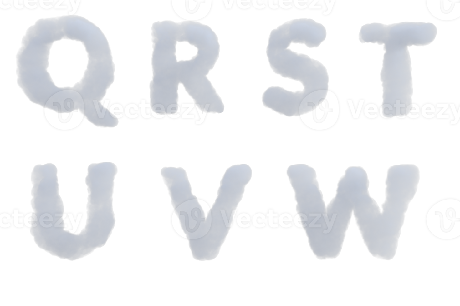 Wolke Alphabet Oberer, höher Fall. 3d machen isoliert png