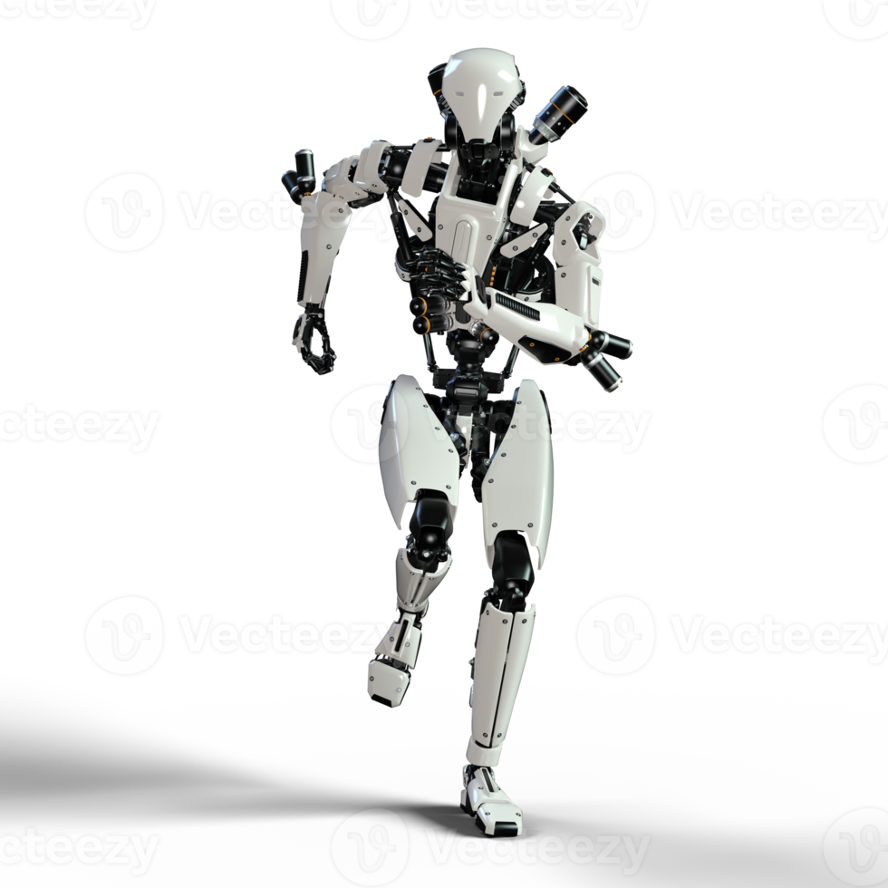 cyberpunk robot corriendo aislado. 3d hacer png