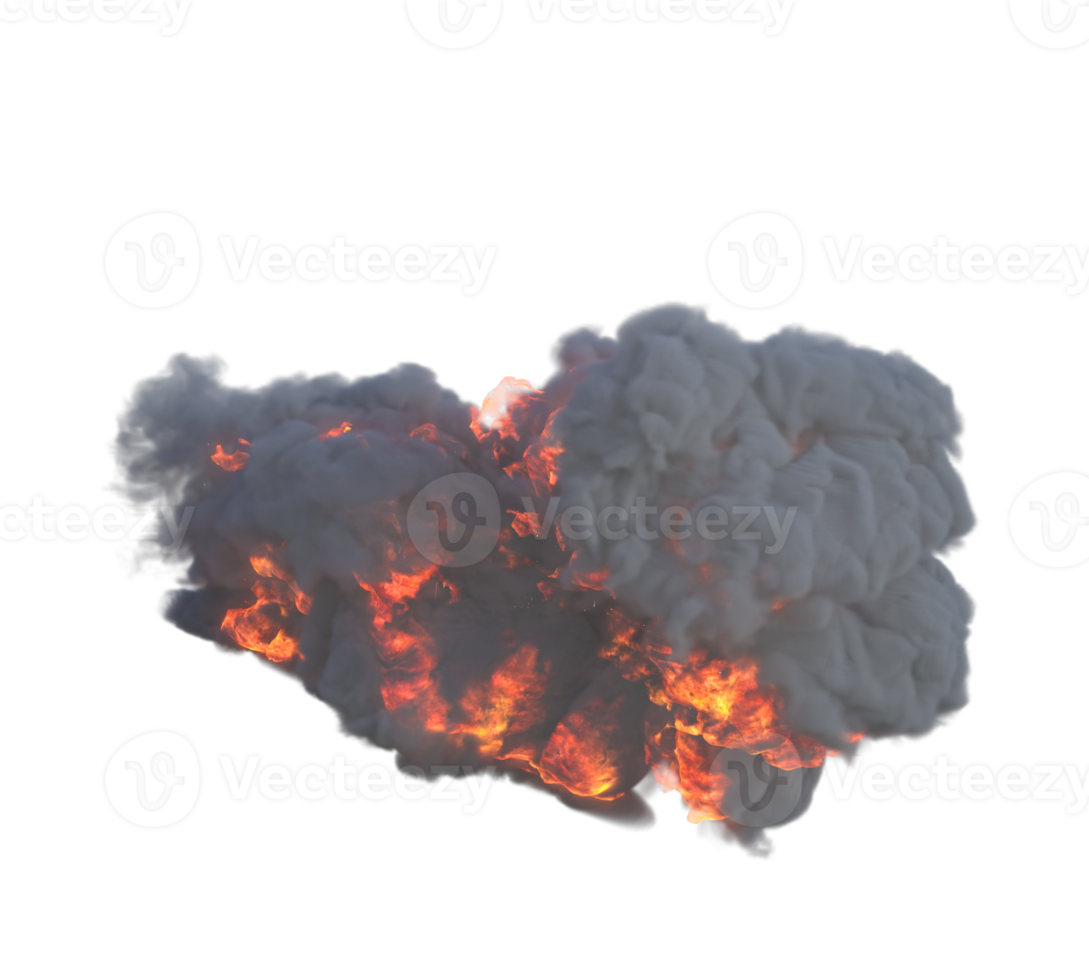 Flames and smoke for rocket launch. 3d render isolated png