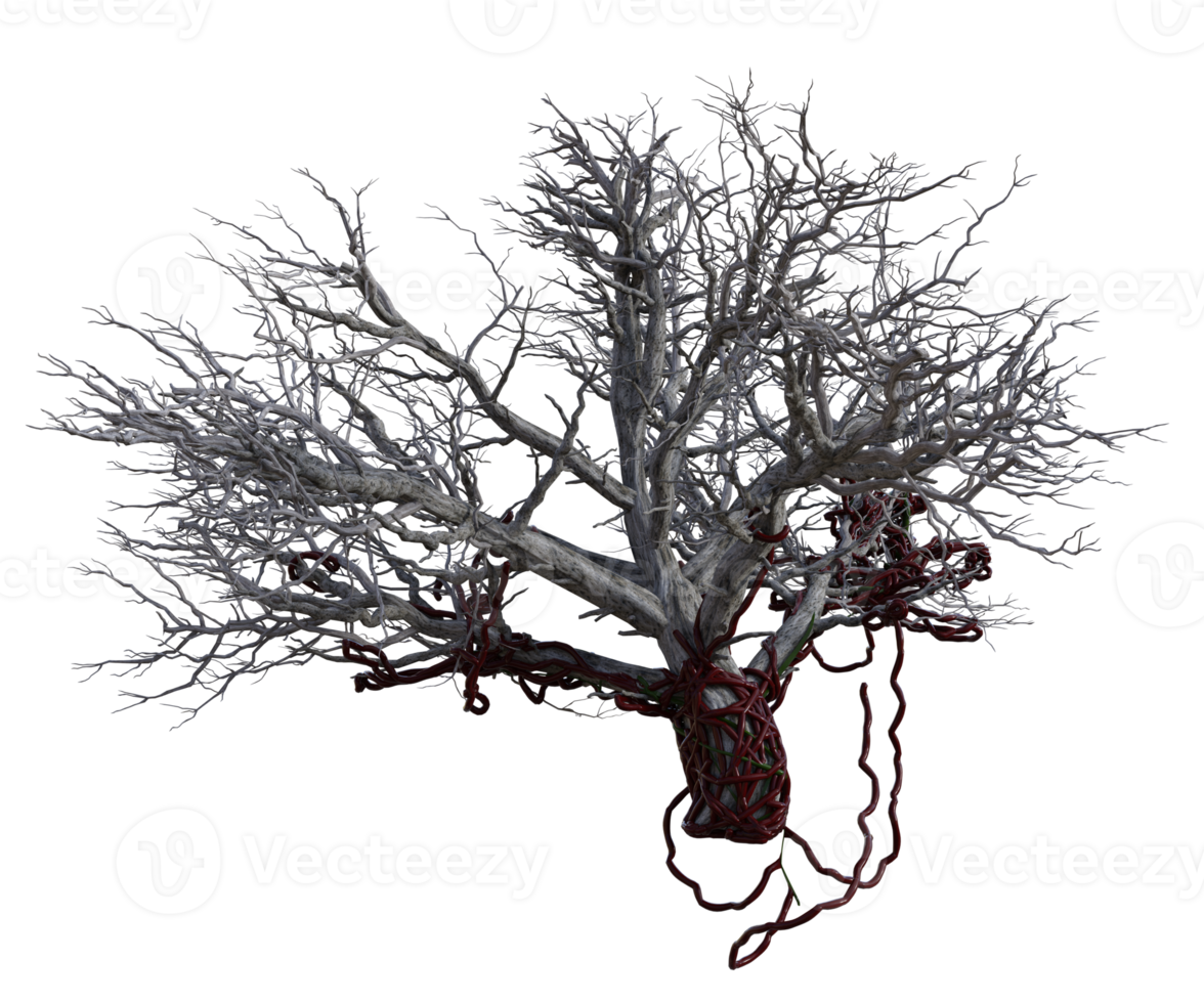 Spooky tree isolated, 3d render png