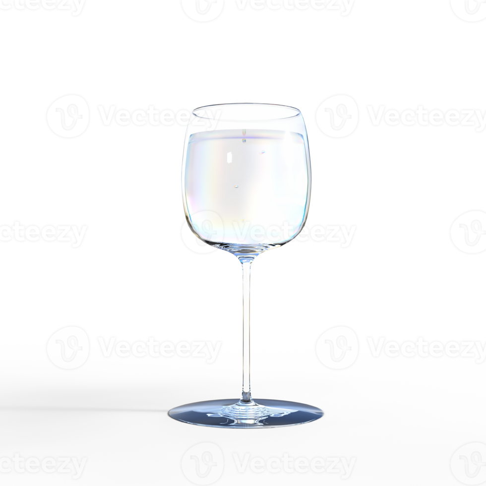 Water wine white pouring into glass. 3d render isolated png