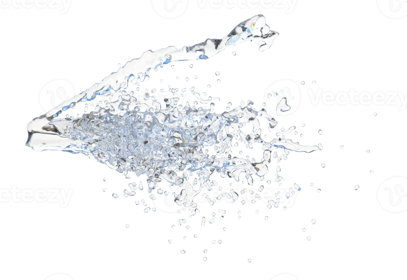 Wasser Tröpfchen Spritzen isoliert. 3d machen png