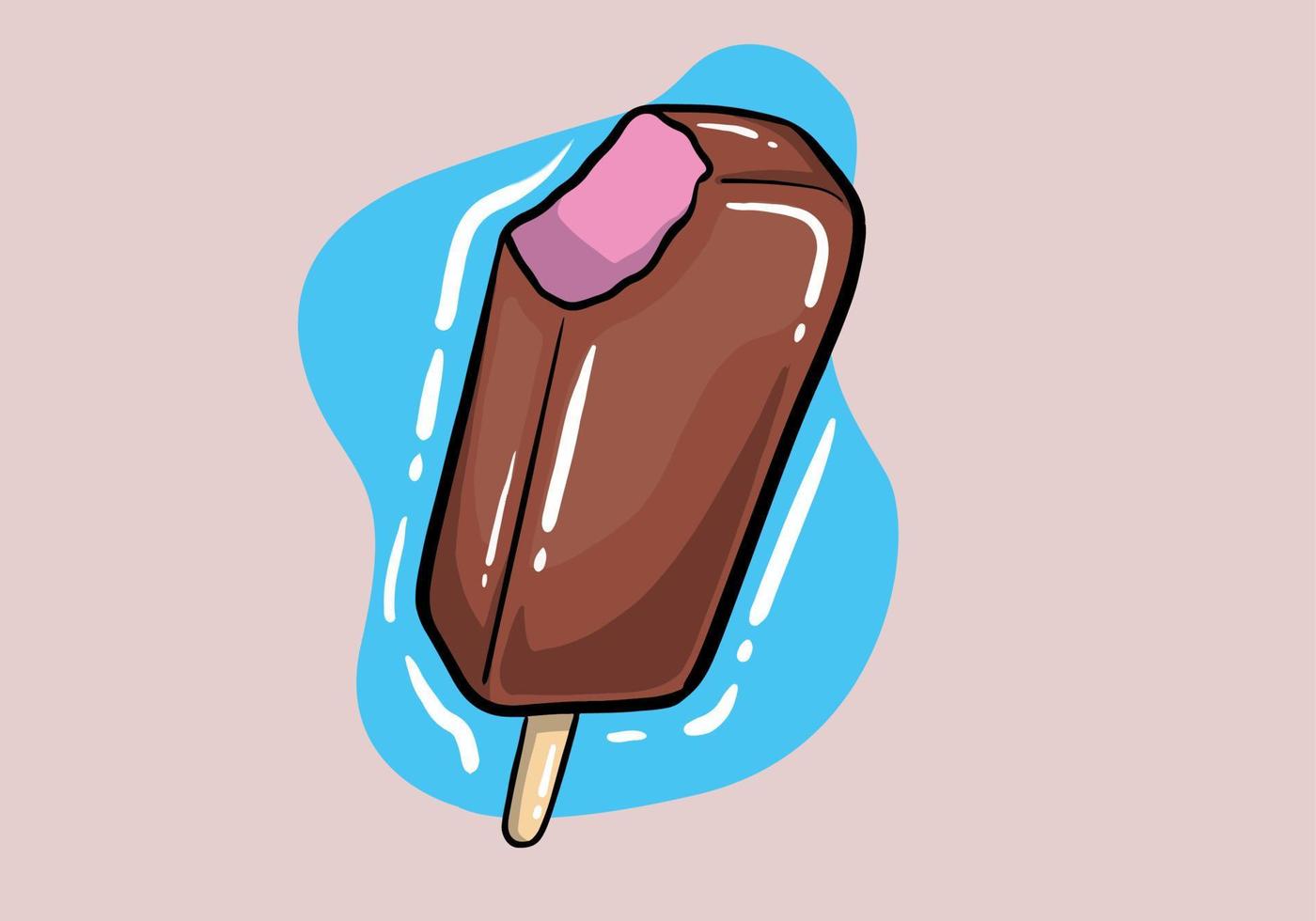 todo y mordido hielo crema mano dibujado vector ilustración. Paletas de hielo cubierto chocolate con de madera palo aislado en antecedentes.